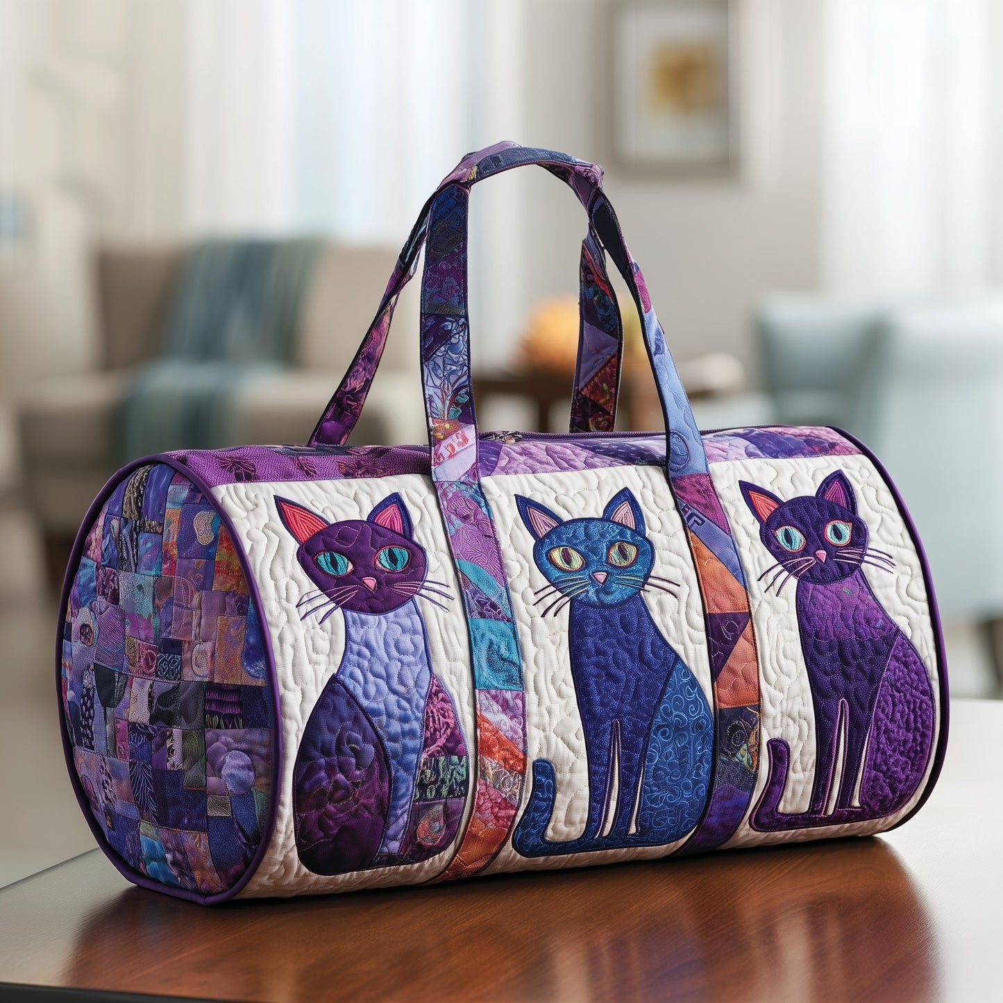 Whimsical Cat Quilted Duffle Bag GFTOTP10442