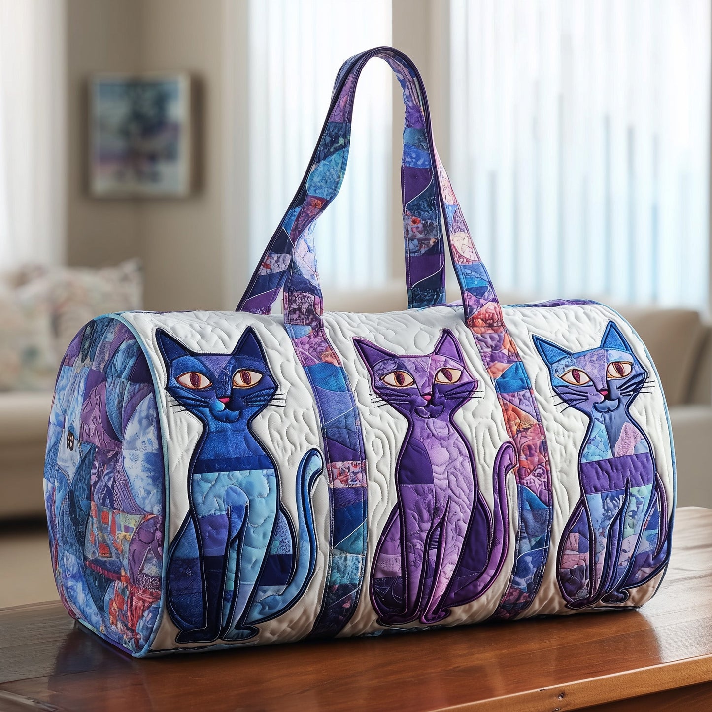 Whimsical Cat Quilted Duffle Bag GFTOTP10443