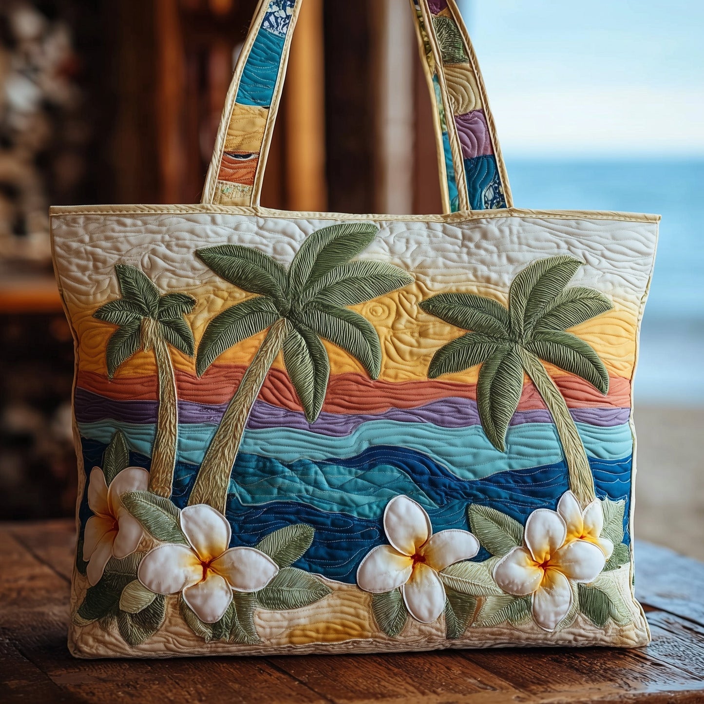 Tropical Beach Quilted Tote Bag GFTOTP10491