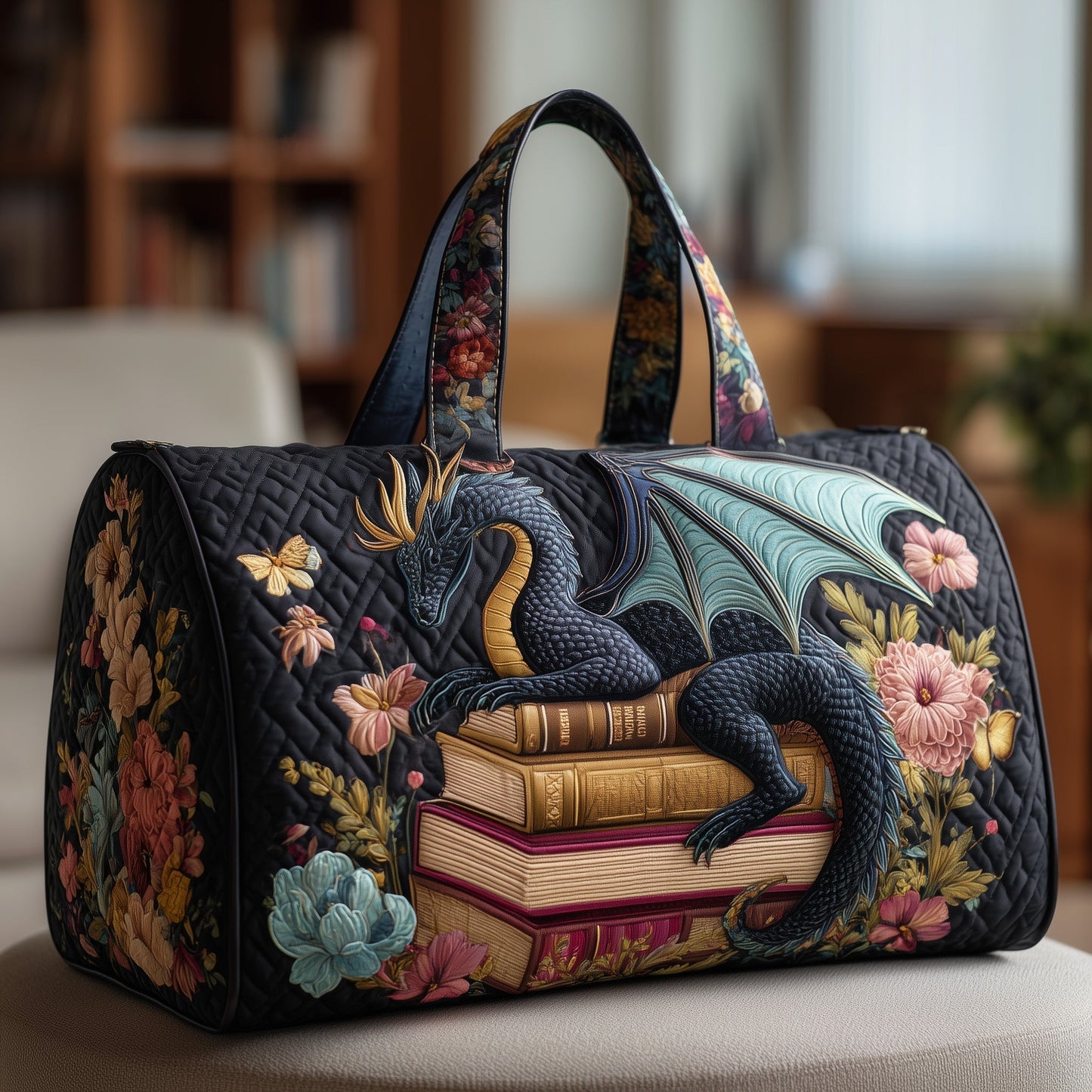 Bookish Dragon Quilted Duffle Bag GFTOTP10500
