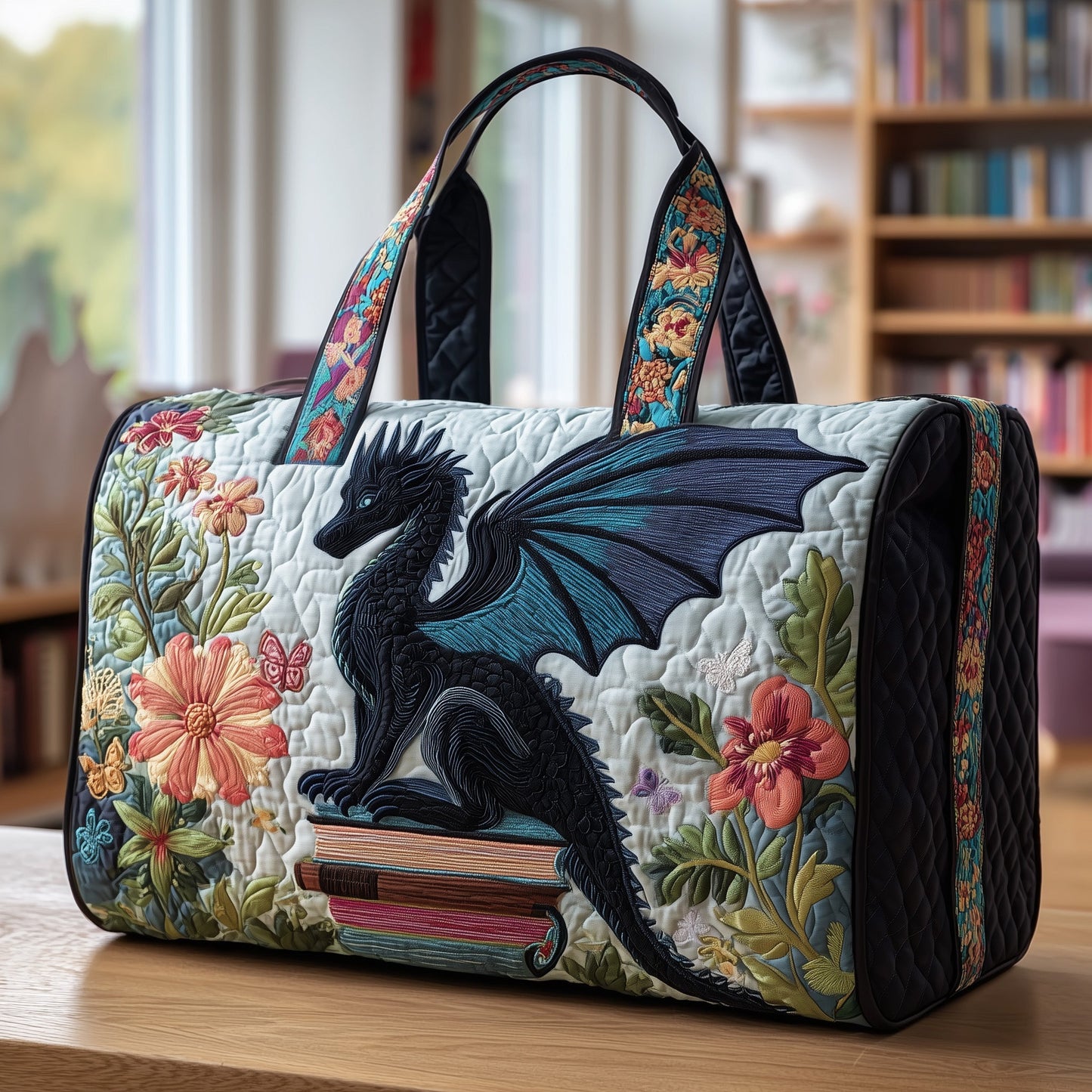Bookish Dragon Quilted Duffle Bag GFTOTP10501