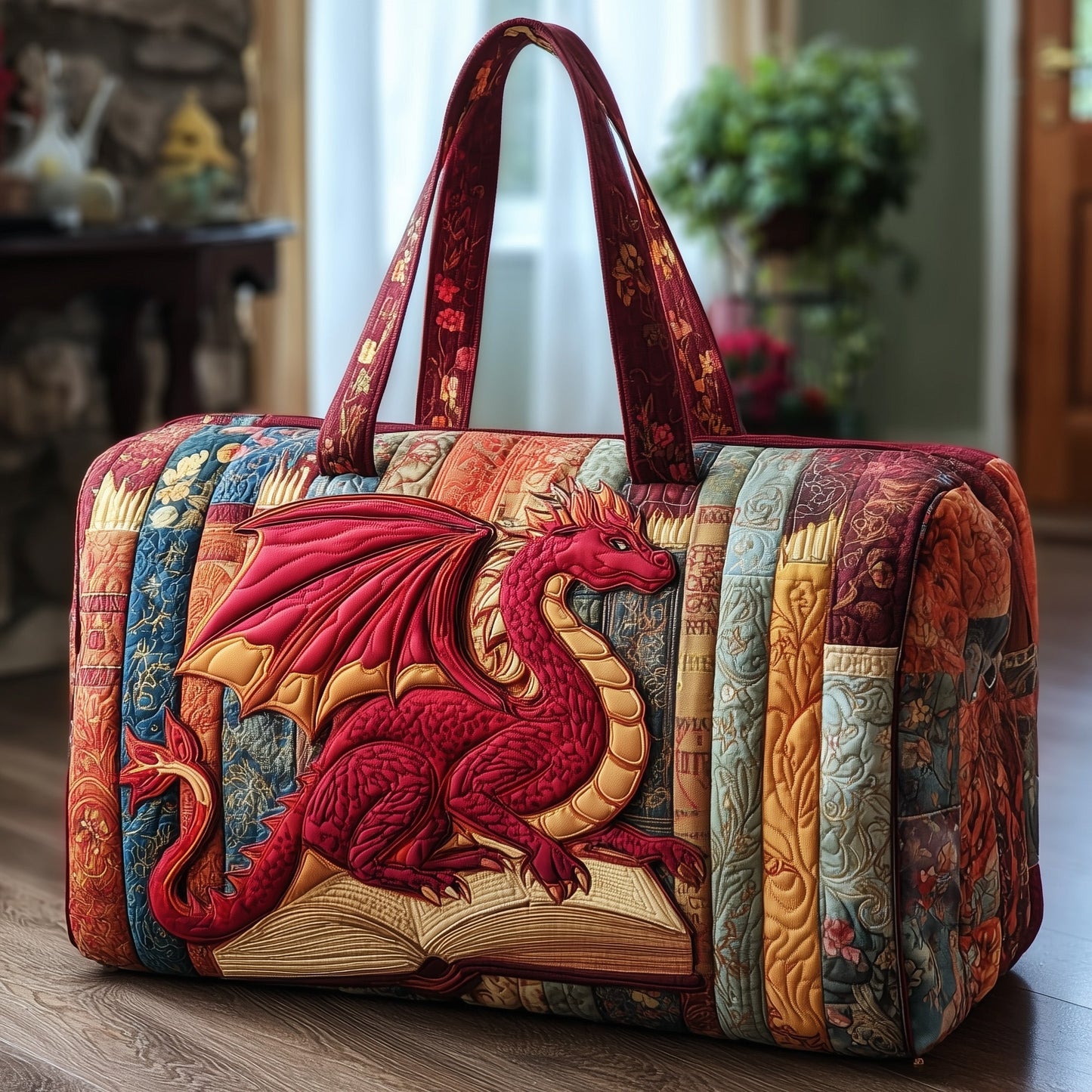 Bookish Dragon Quilted Duffle Bag GFTOTP10506