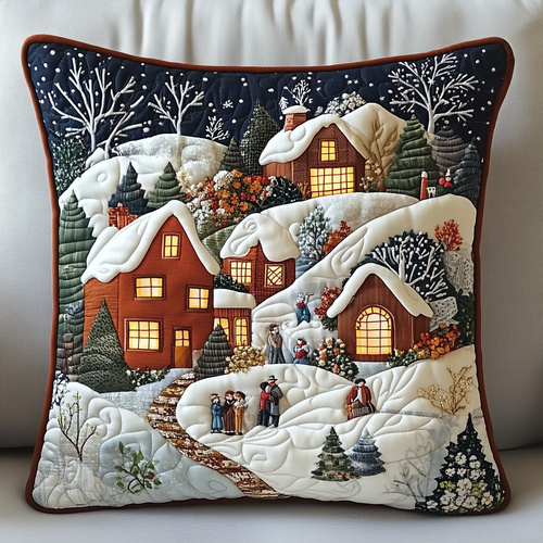 Magical Christmas Village Quilted Pillow Case GFTOTP1064
