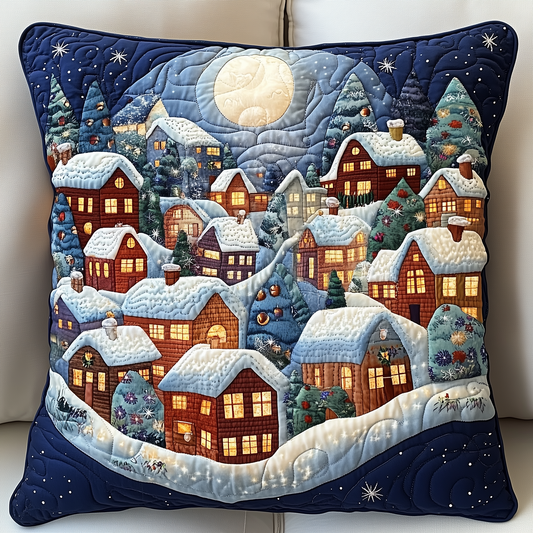 Magical Christmas Village Quilted Pillow Case GFTOTP1065
