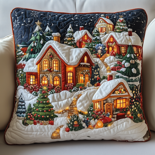 Magical Christmas Village Quilted Pillow Case GFTOTP1066