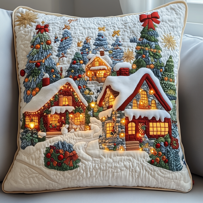 Magical Christmas Village Quilted Pillow Case GFTOTP1068