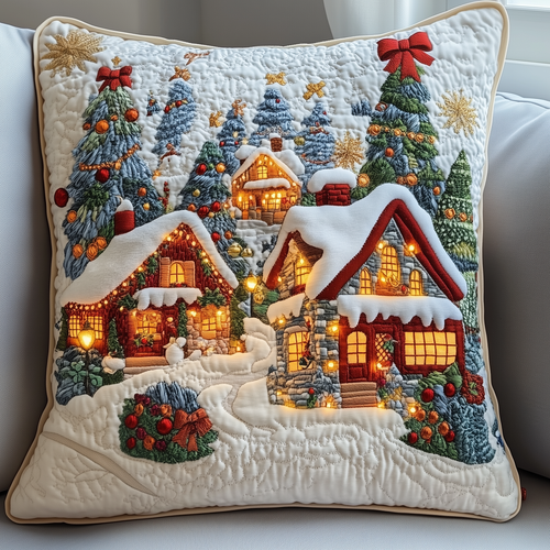 Magical Christmas Village Quilted Pillow Case GFTOTP1068