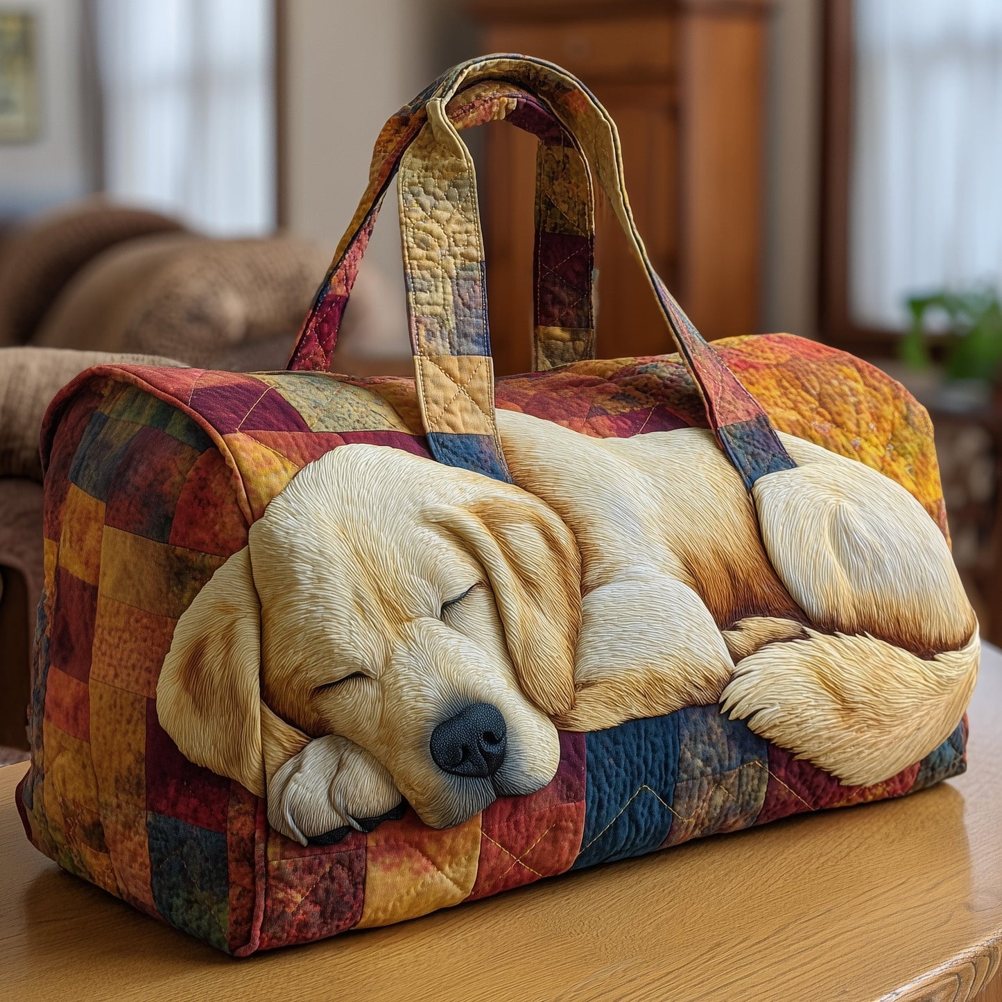 Sleepy Golden Retriever Quilted Duffle Bag GFTOTP10691