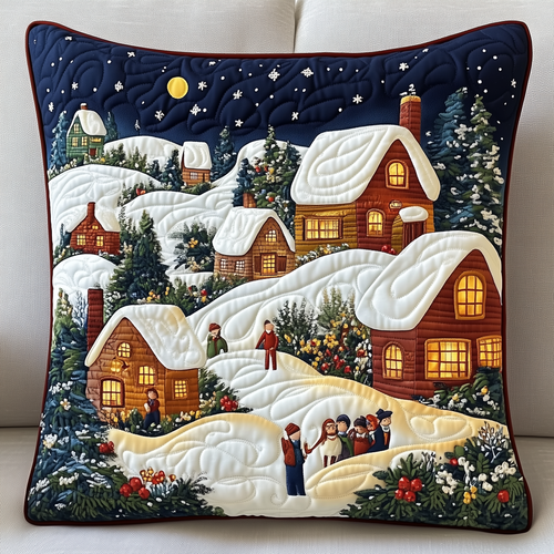 Magical Christmas Village Quilted Pillow Case GFTOTP1069