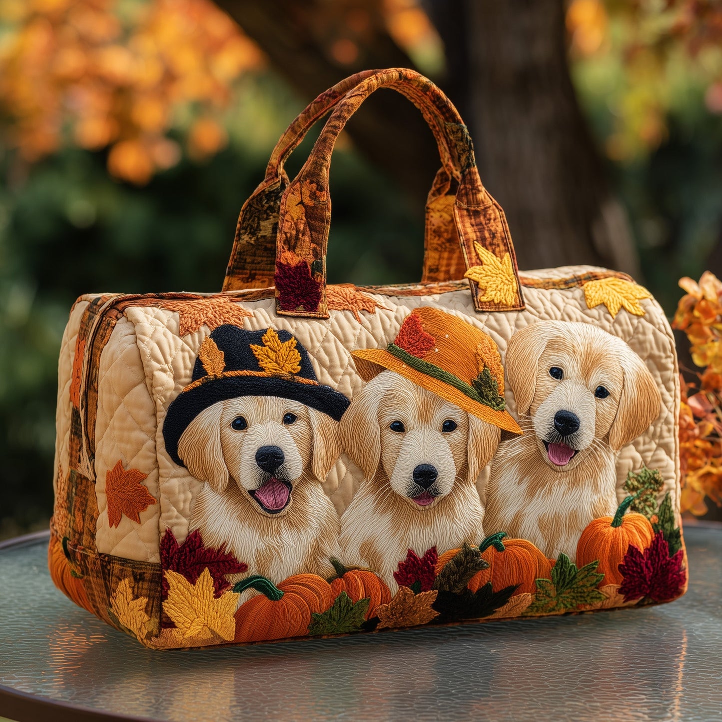 Autumn Golden Retriever Quilted Duffle Bag GFTOTP10703
