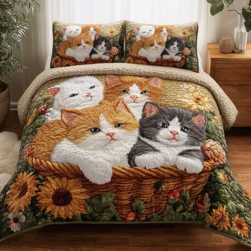 Kittens Garden 3-Piece Quilted Bedding Set GFTOTP10707