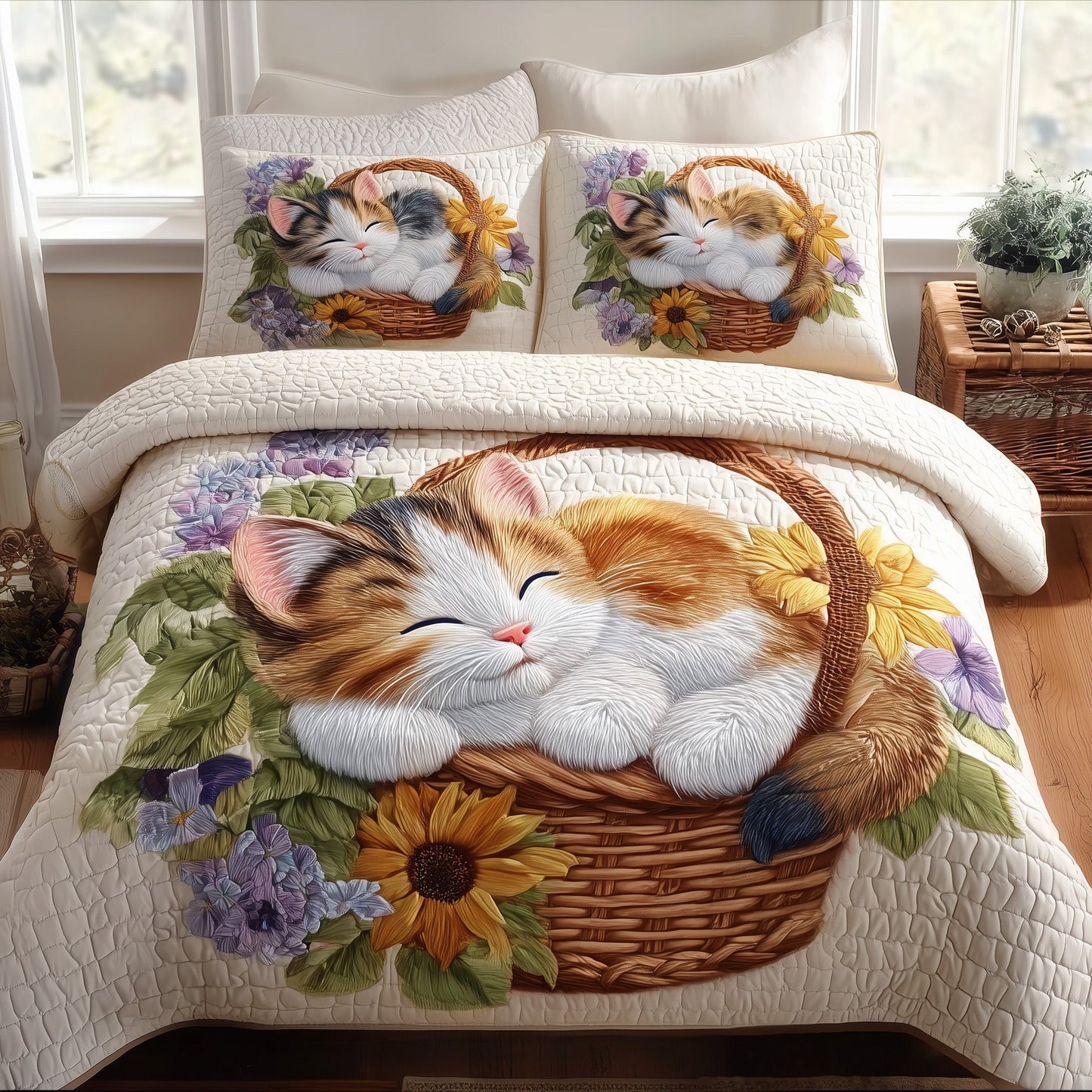 Kittens Garden 3-Piece Quilted Bedding Set GFTOTP10708