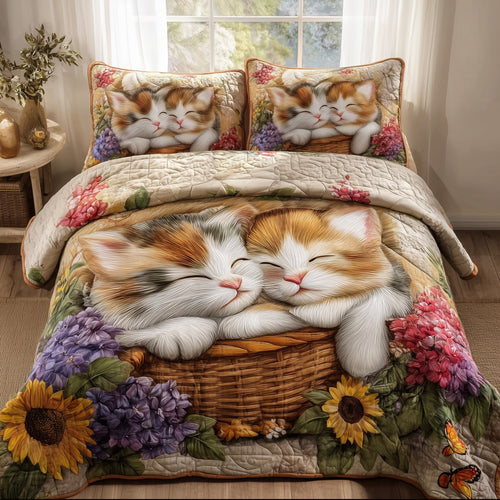 Kittens Garden 3-Piece Quilted Bedding Set GFTOTP10710