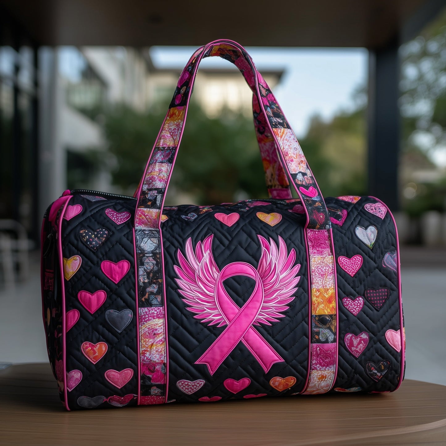 Brave Heart Ribbon Quilted Duffle Bag GFTOTP10733