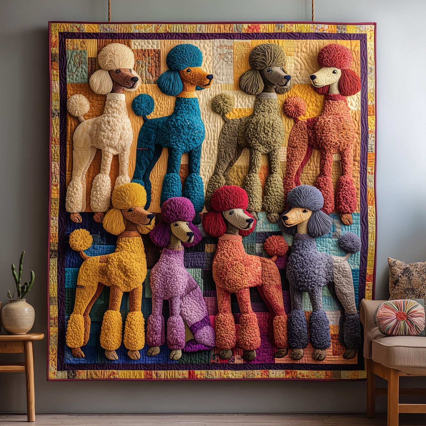 Whimsical Poodle Quilted Blanket GFTOTP10873