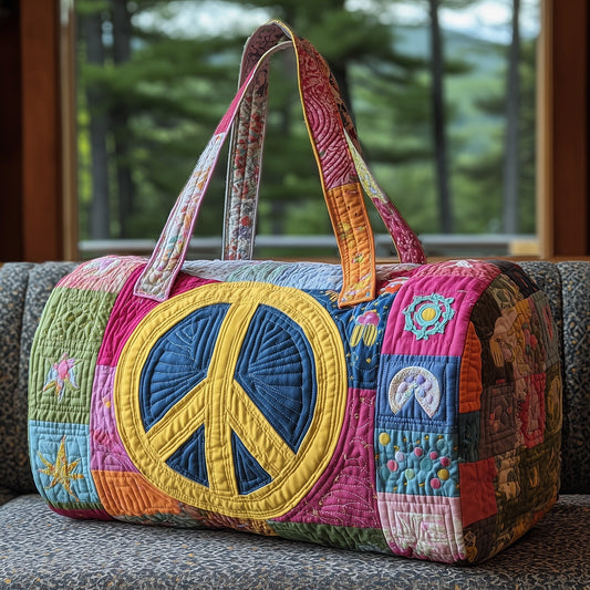 Peace Sign Quilted Duffle Bag GFTOTP10876