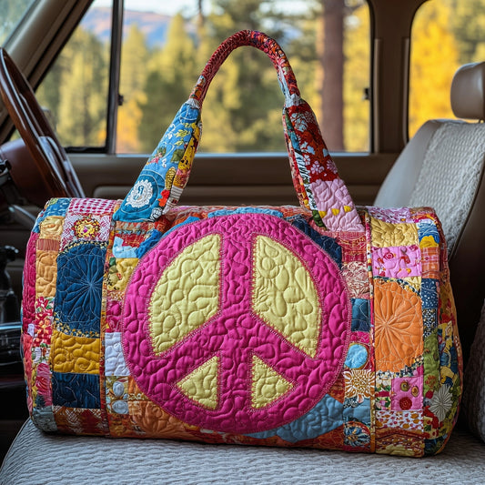 Peace Sign Quilted Duffle Bag GFTOTP10877