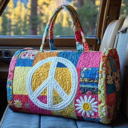 Peace Sign Quilted Duffle Bag GFTOTP10879