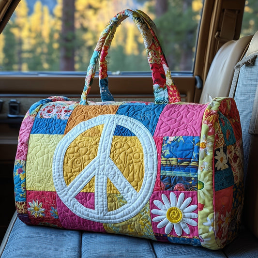 Peace Sign Quilted Duffle Bag GFTOTP10879