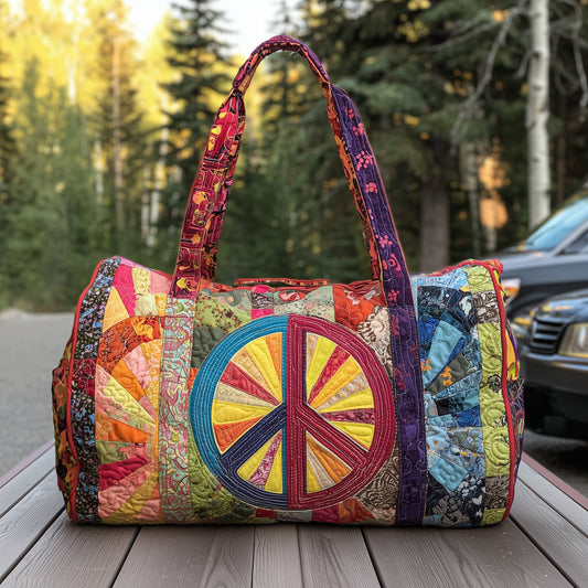 Peace Sign Quilted Duffle Bag GFTOTP10883