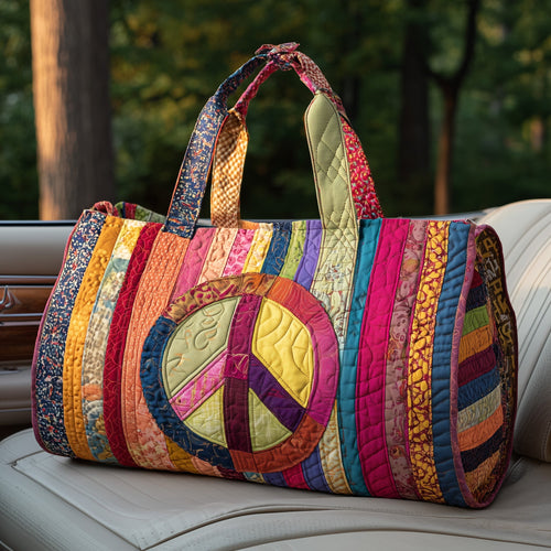 Peace Sign Quilted Duffle Bag GFTOTP10884