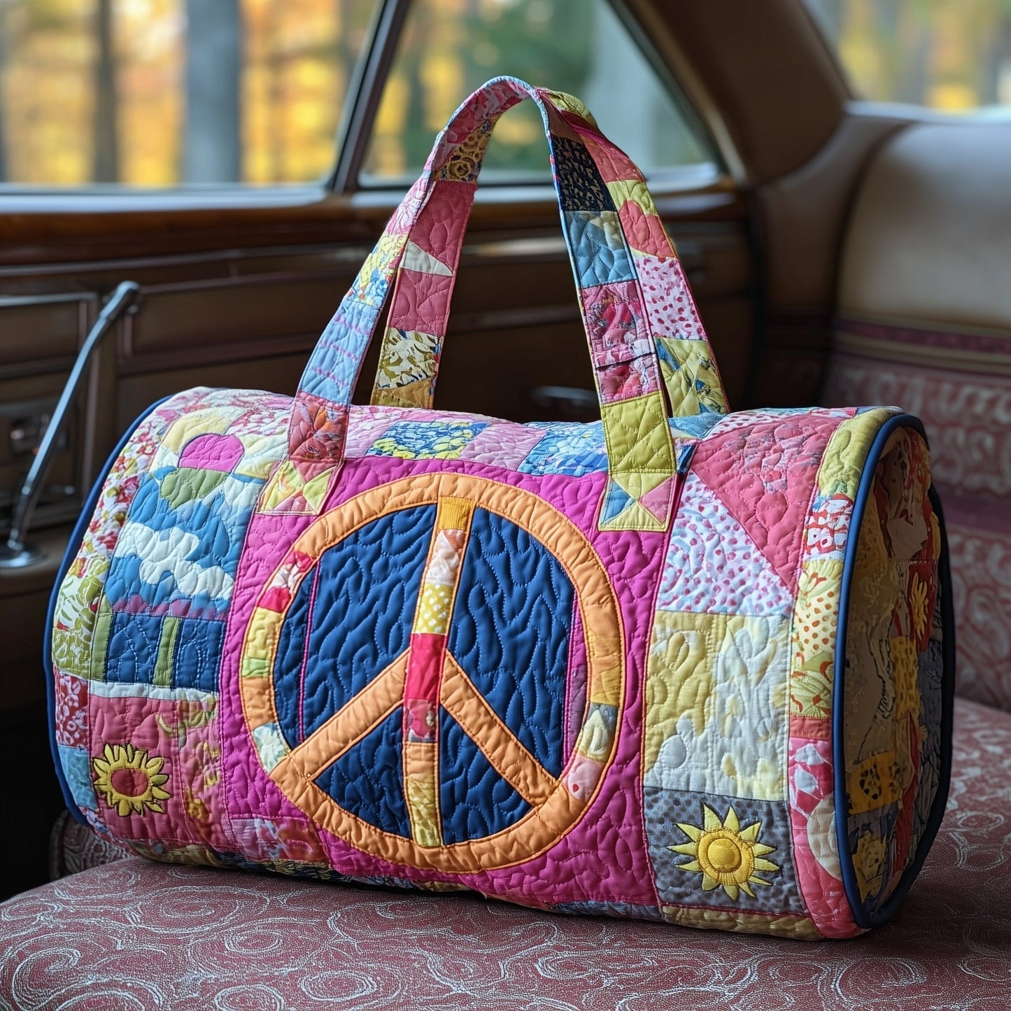 Peace Sign Quilted Duffle Bag GFTOTP10888