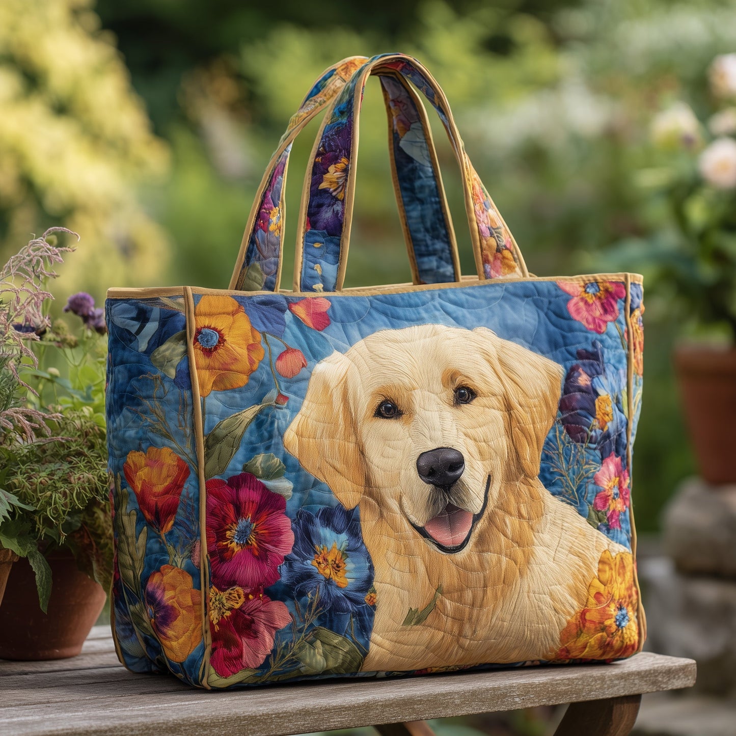 Golden Retriever Quilted Tote Bag GFTOTP10891
