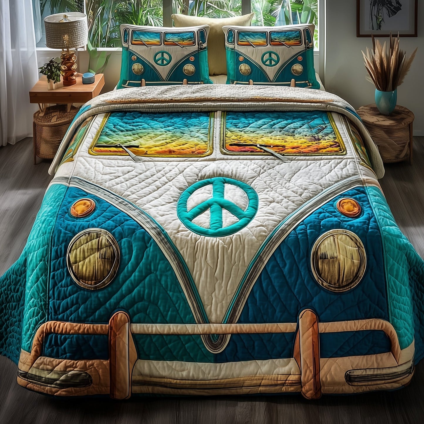 Hippie Van 3-Piece Quilted Bedding Set GFTOTP10898