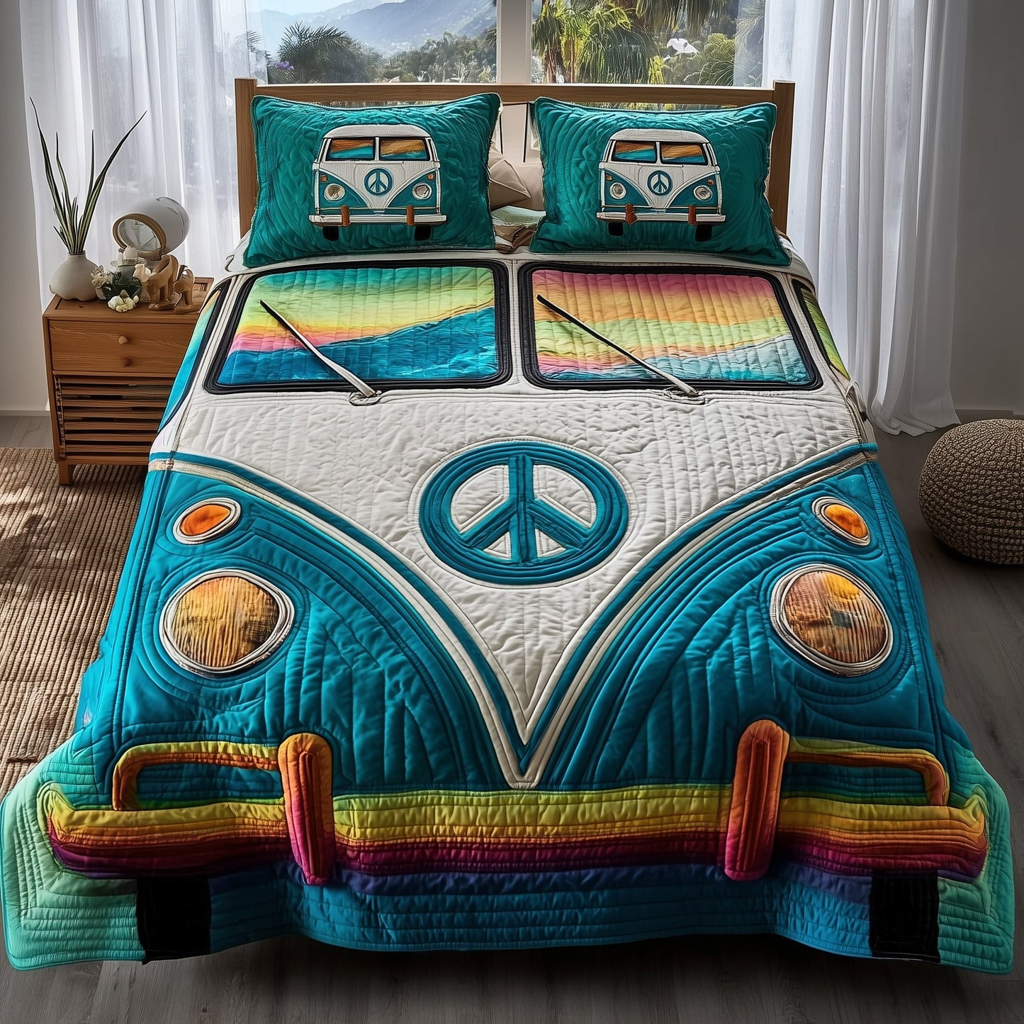 Hippie Van 3-Piece Quilted Bedding Set GFTOTP10899