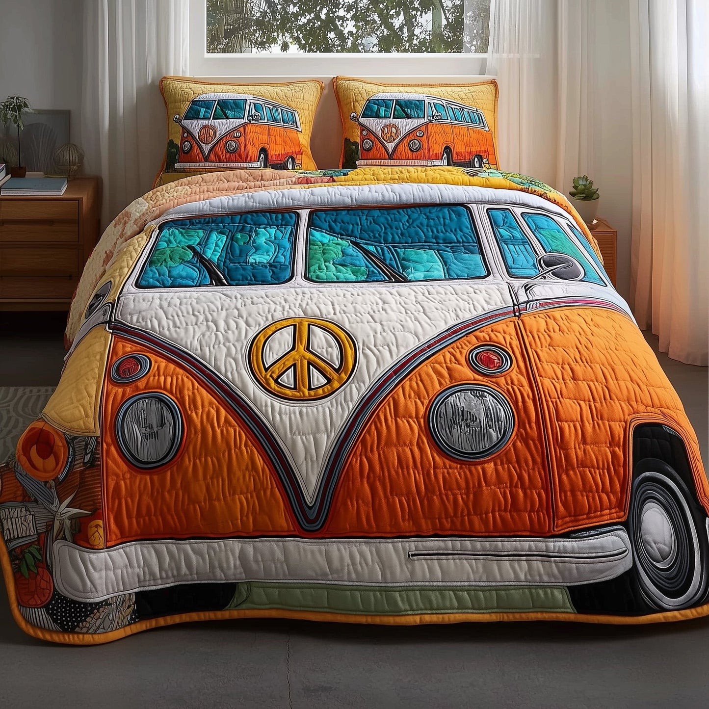 Hippie Van 3-Piece Quilted Bedding Set GFTOTP10906