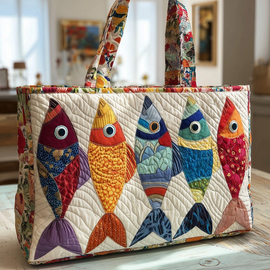 Whimsical Fish Quilted Tote Bag GFTOTP10911