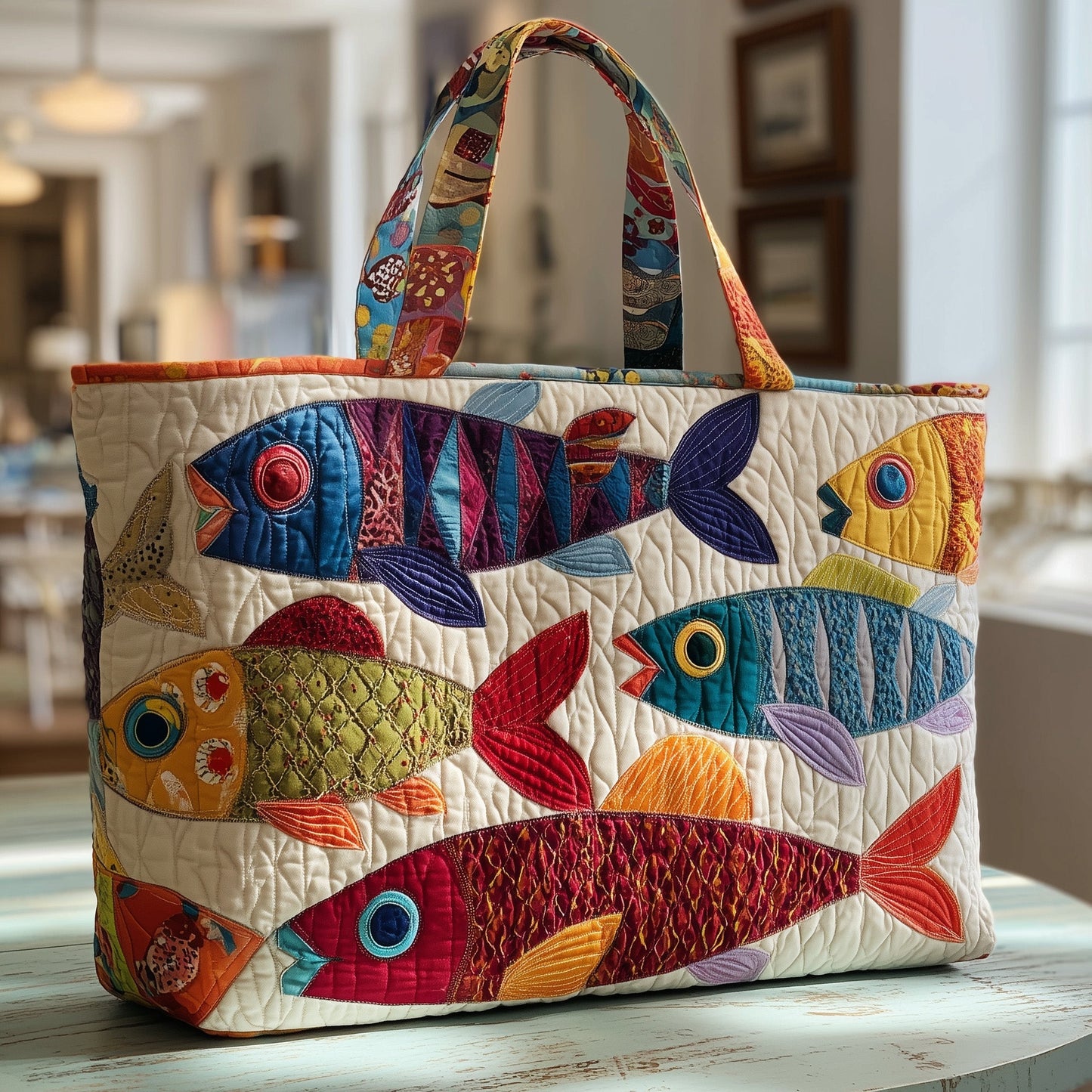 Whimsical Fish Quilted Tote Bag GFTOTP10912