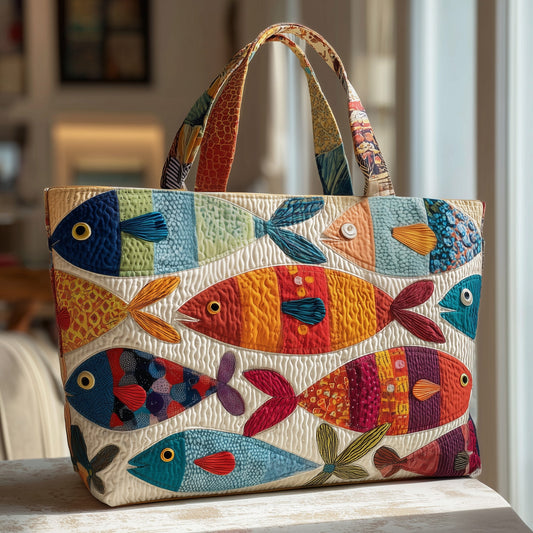 Whimsical Fish Quilted Tote Bag GFTOTP10913