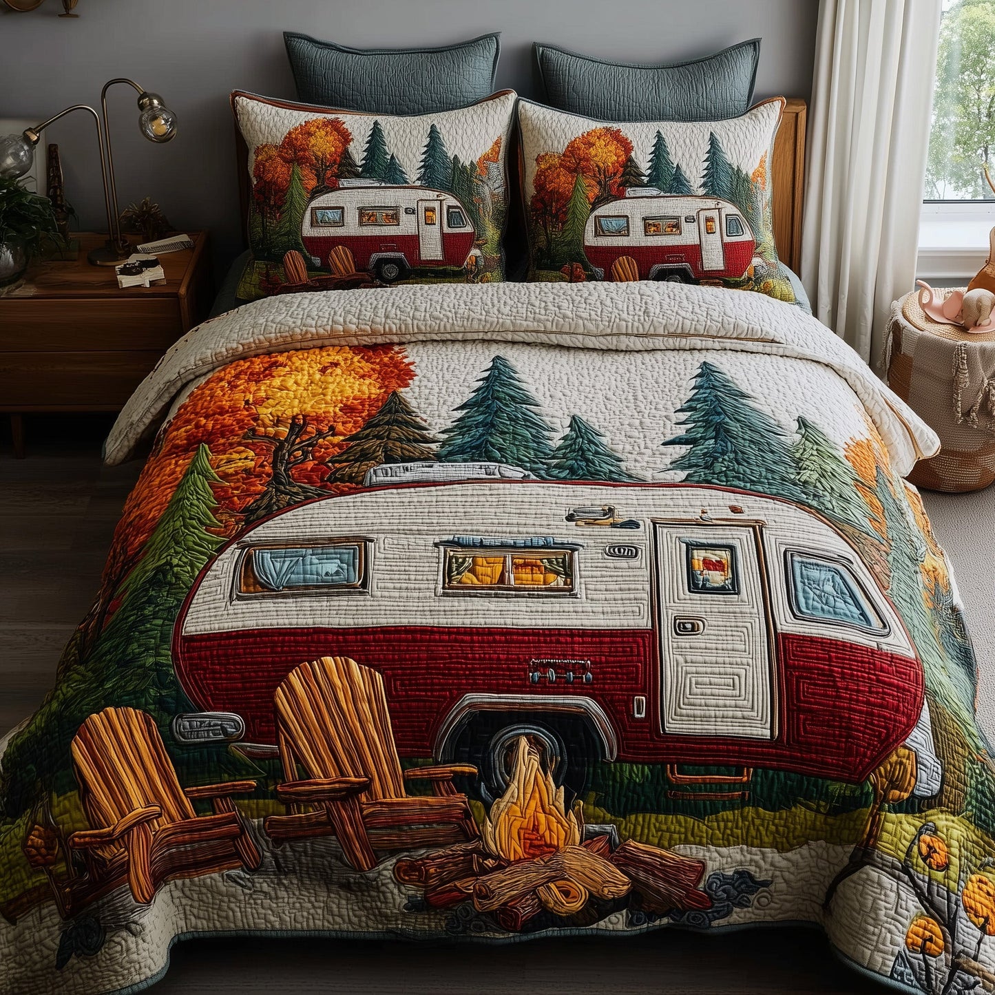 Rustic Campfire 3-Piece Quilted Bedding Set GFTOTP10943