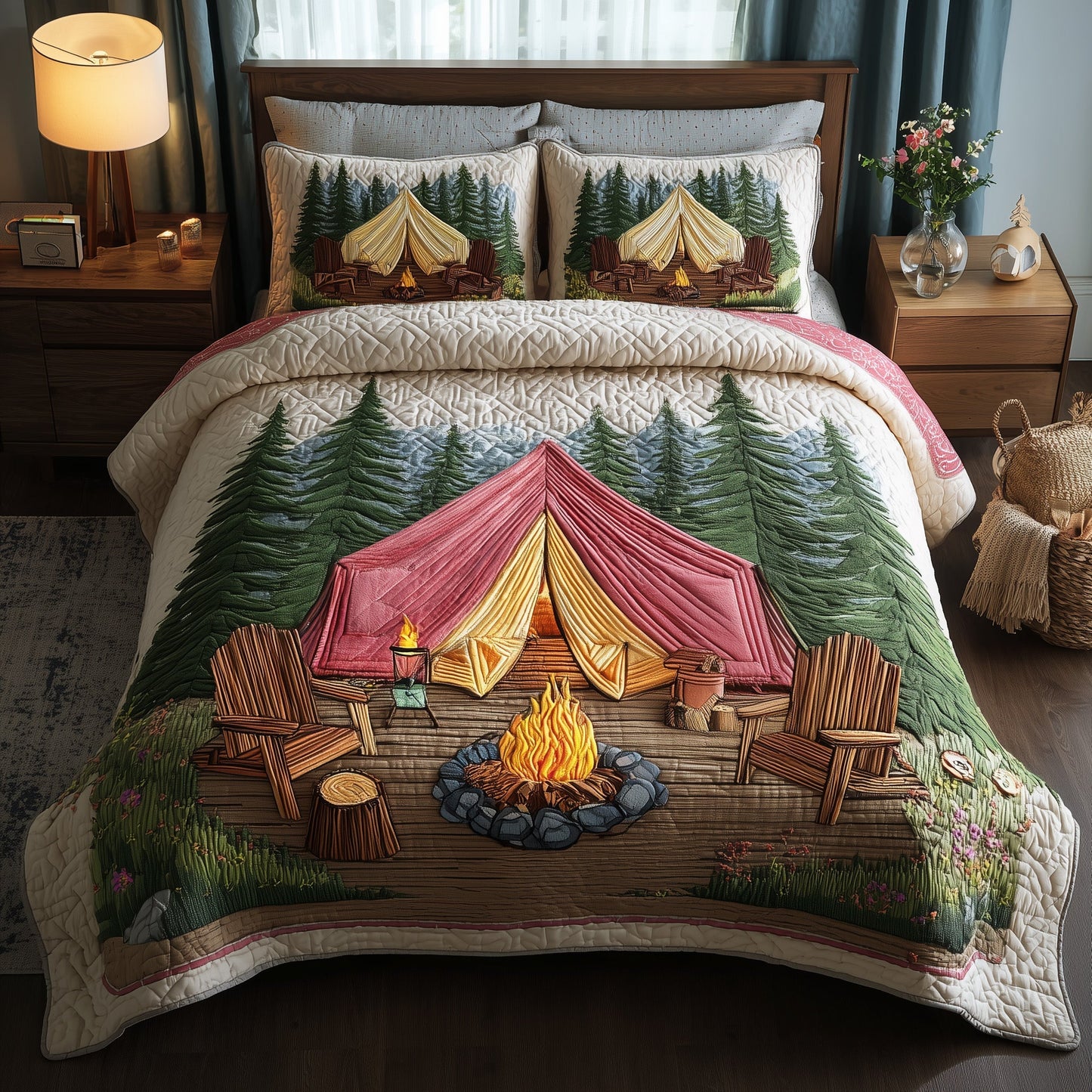 Rustic Campfire 3-Piece Quilted Bedding Set GFTOTP10944