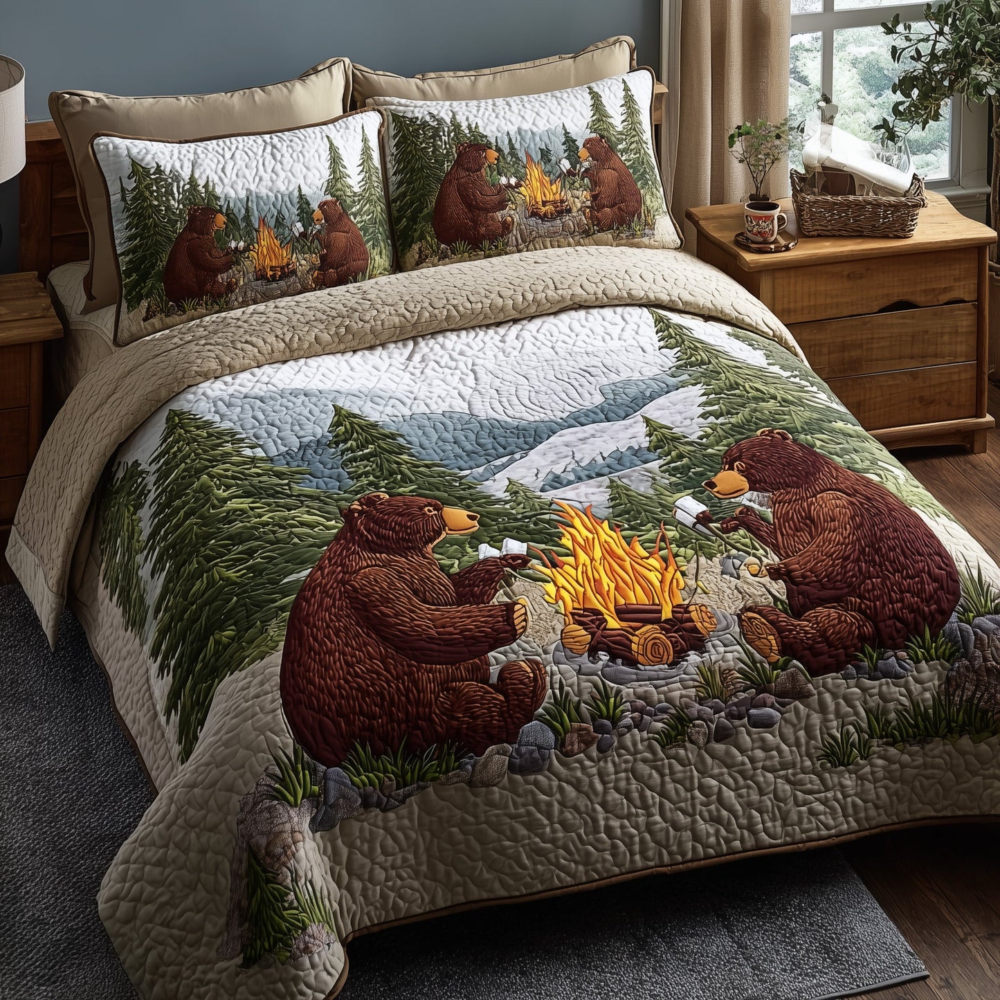 Rustic Campfire 3-Piece Quilted Bedding Set GFTOTP10947