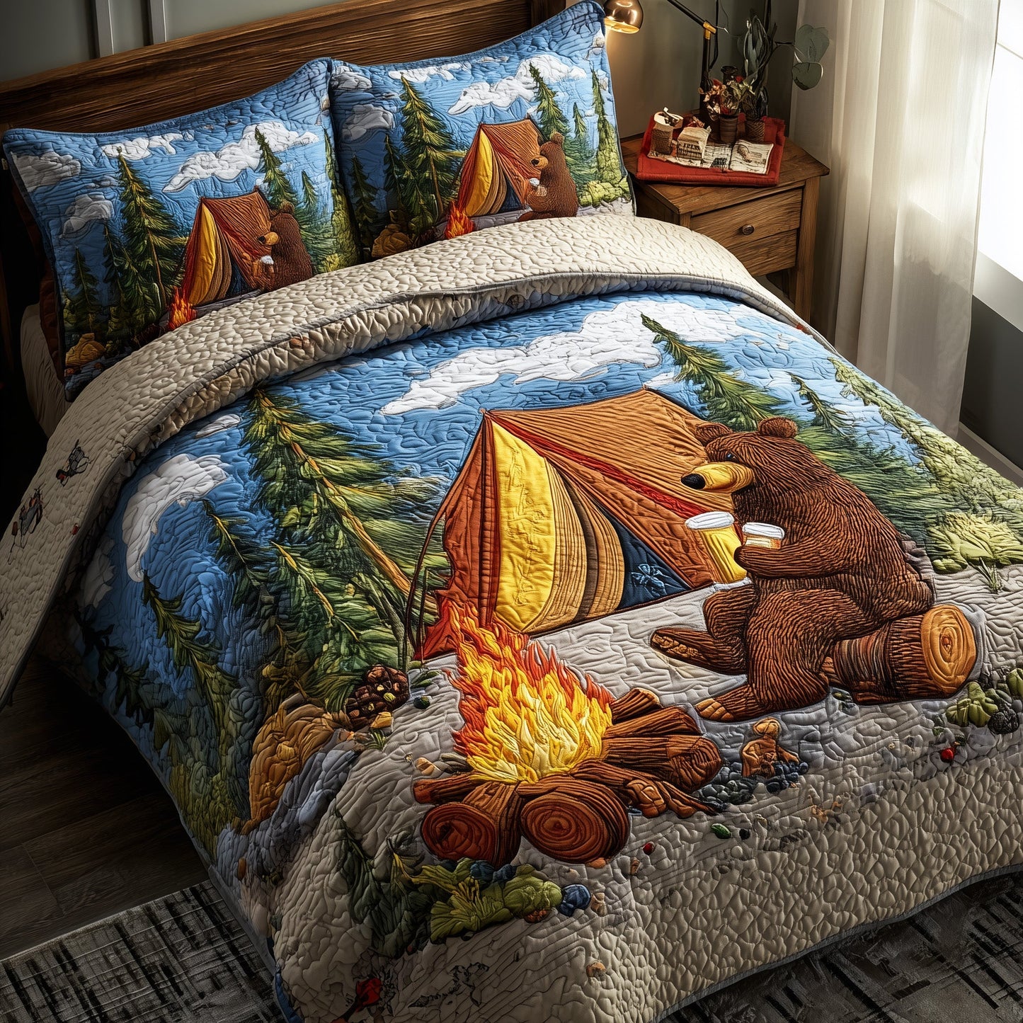 Rustic Campfire 3-Piece Quilted Bedding Set GFTOTP10948