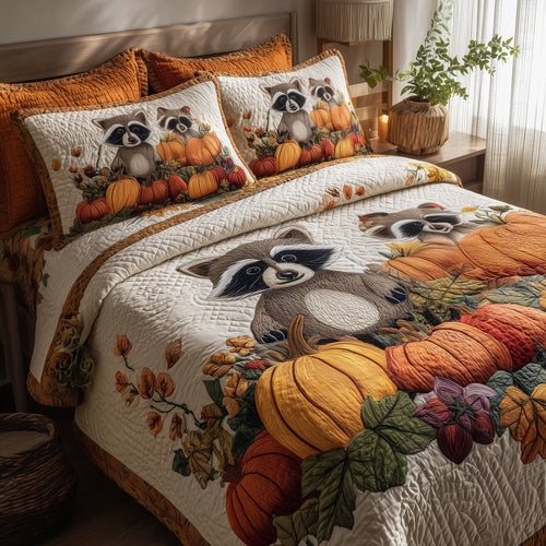 Autumn Racoon 3-Piece Quilted Bedding Set GFTOTP10956