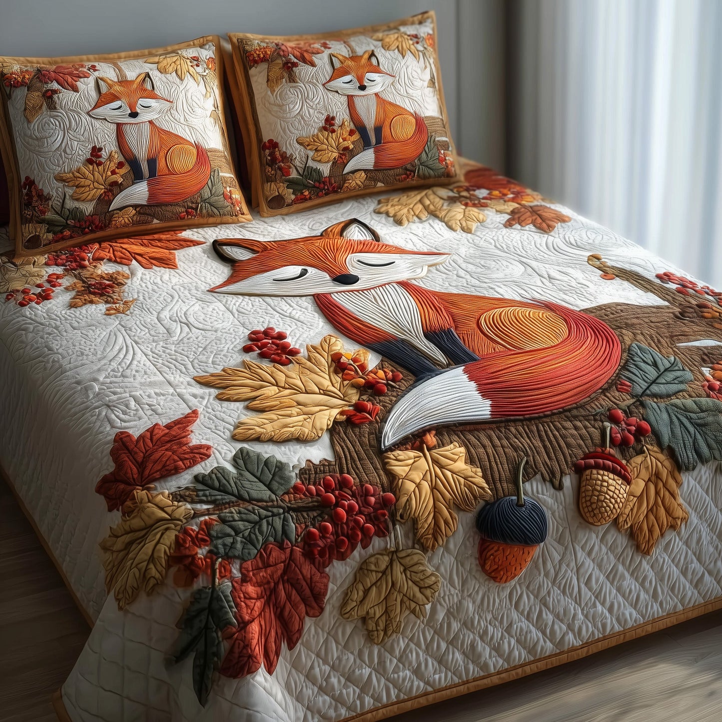 Autumn Fox 3-Piece Quilted Bedding Set GFTOTP10957