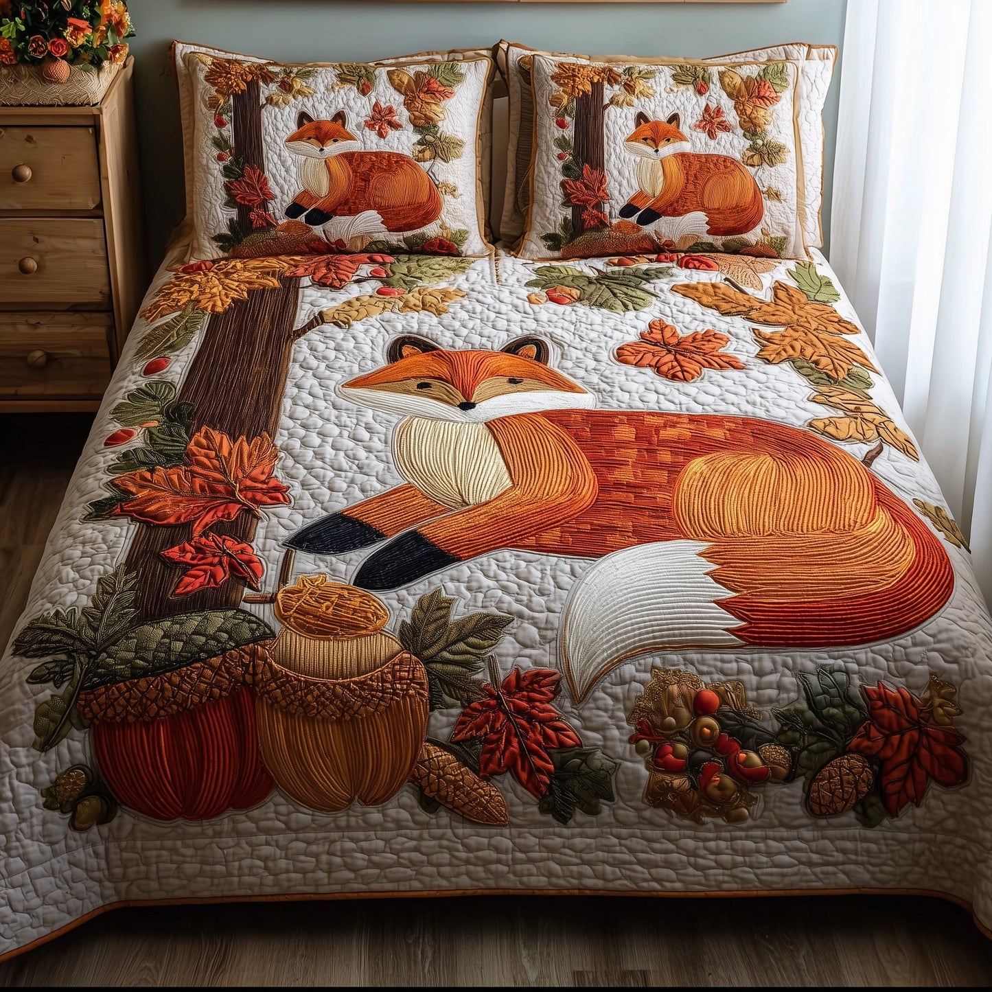 Autumn Fox 3-Piece Quilted Bedding Set GFTOTP10958