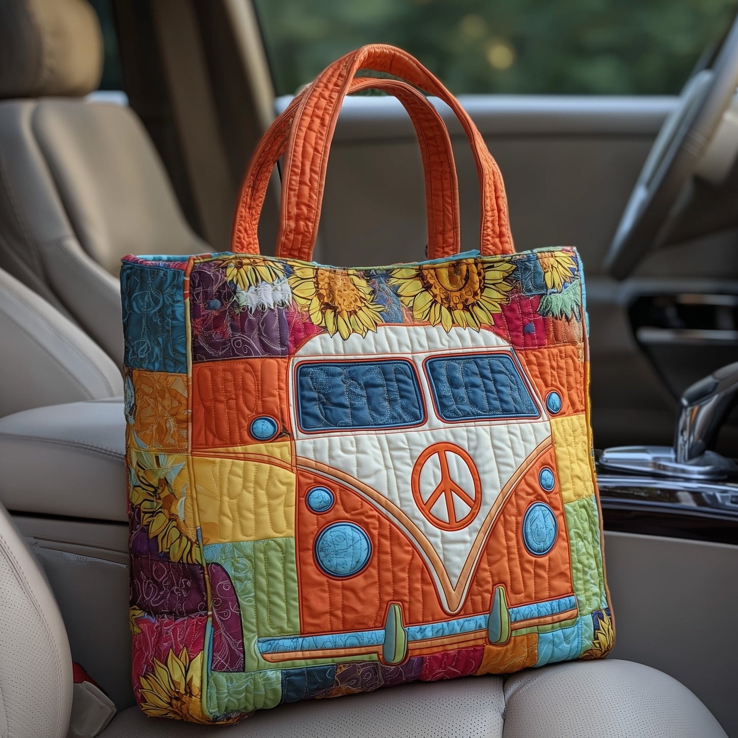 Hippie Van Quilted Tote Bag GFTOTP10974