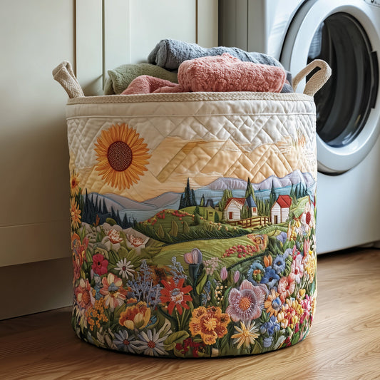 Flower Field Quilted Laundry Basket GFTOTP10984