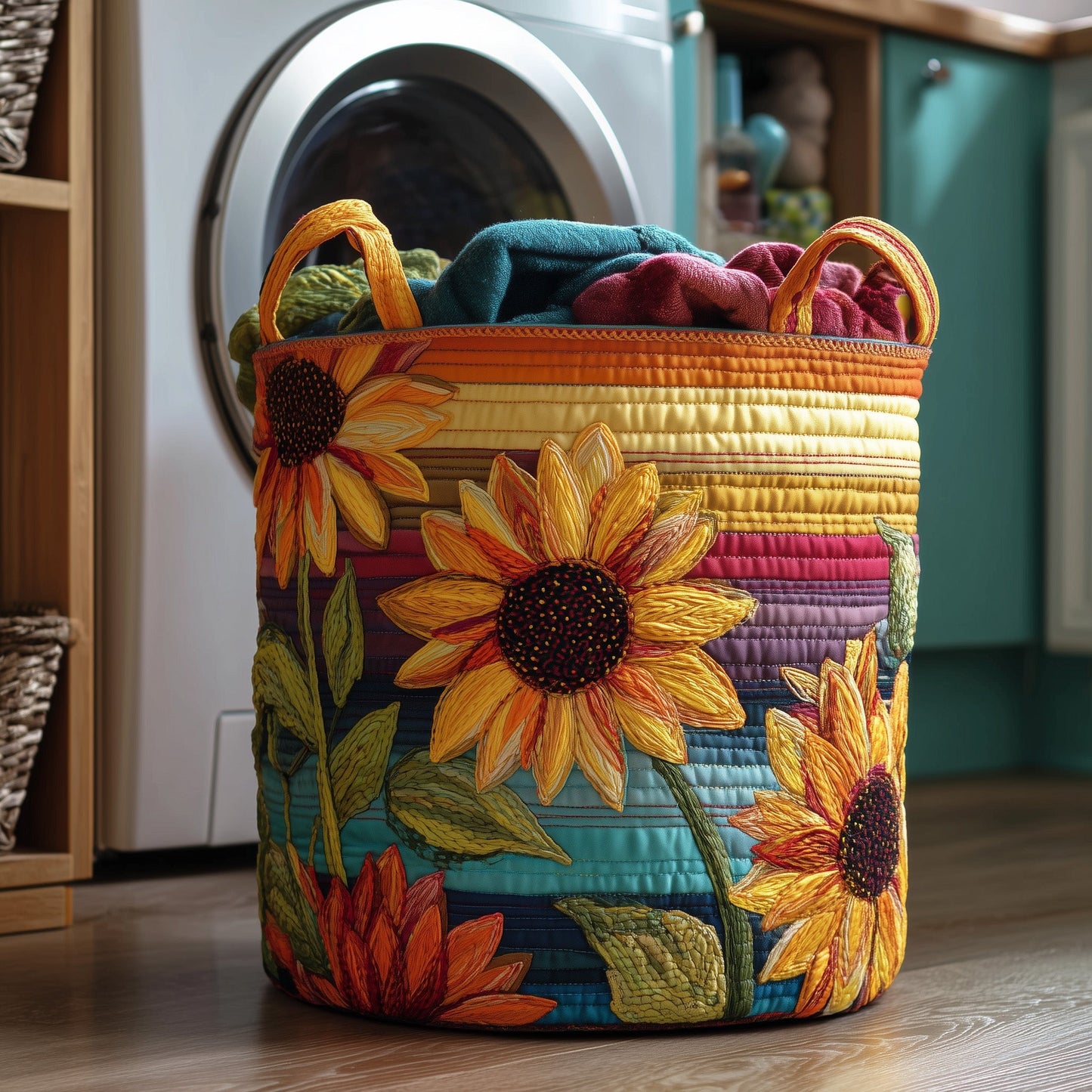 Sunflower Sunray Quilted Laundry Basket GFTOTP10991