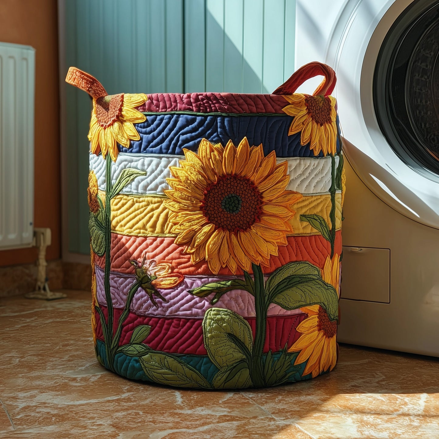 Sunflower Sunray Quilted Laundry Basket GFTOTP10992