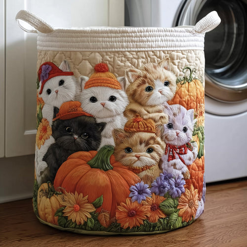 Fall Feline Quilted Laundry Basket GFTOTP10996