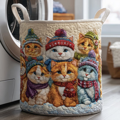 Snowy Whiskers Quilted Laundry Basket GFTOTP10998