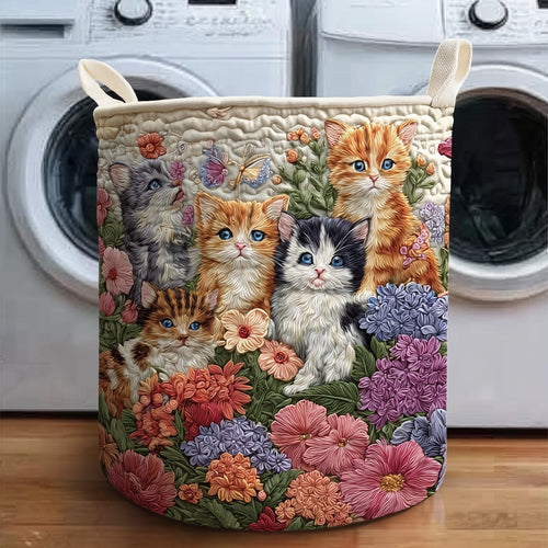 Vintage Meow Quilted Laundry Basket GFTOTP10999