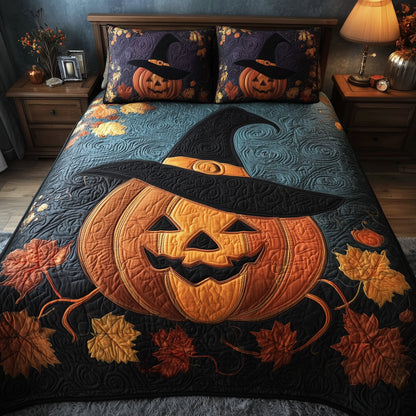 Pumpkin Nightfall 3-Piece Quilted Bedding Set GFTOTP11081