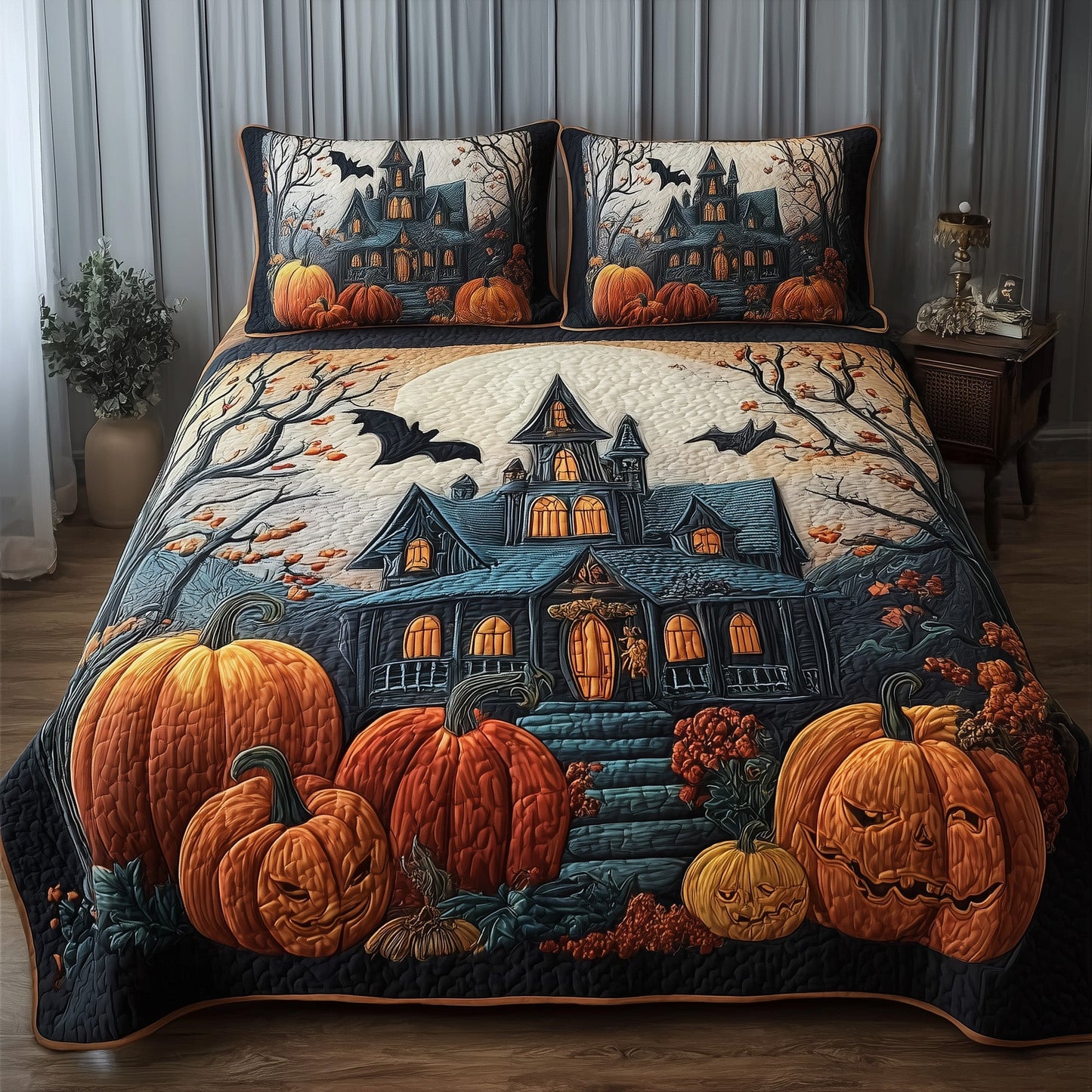 Spooky Manor 3-Piece Quilted Bedding Set GFTOTP11082