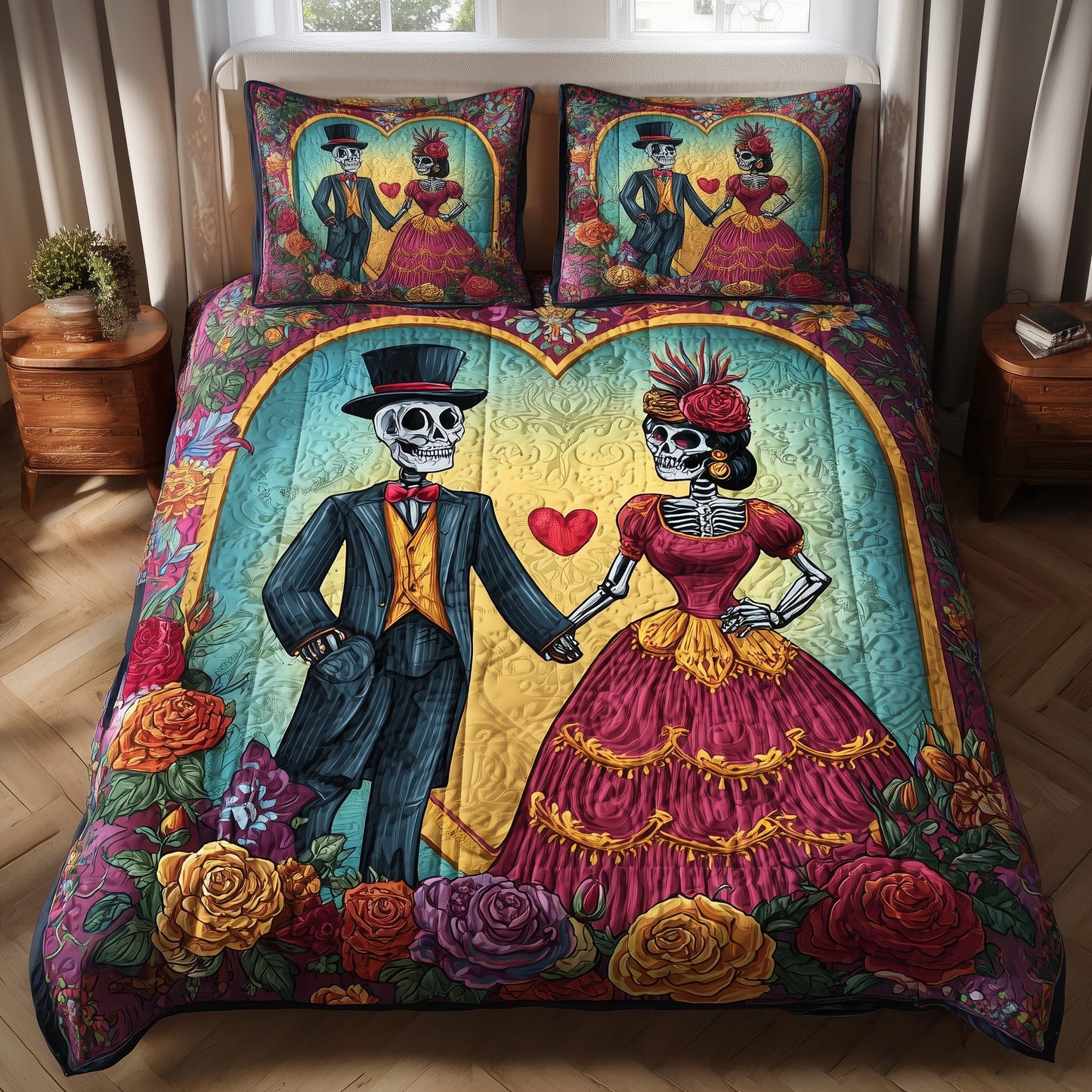 Dia de los Muertos 3-Piece Quilted Bedding Set GFTOTP11110